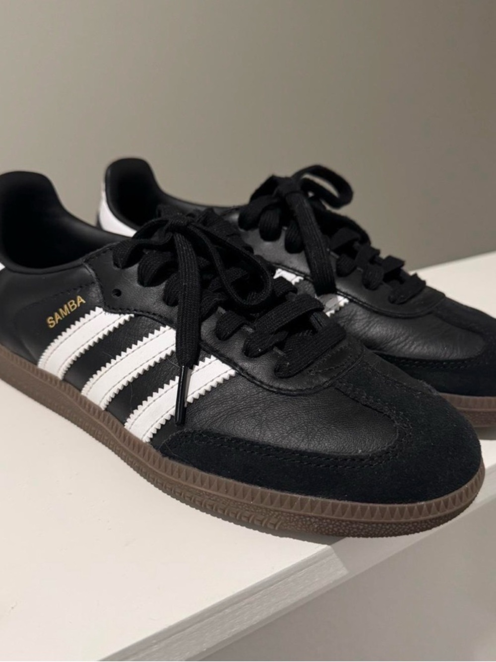 Black Adidas Sambas with Gum Sole